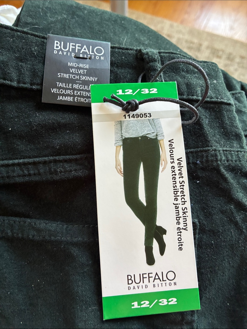 Buffalo David Bitton Velvet Stretch Skinny Pants in Dark Green